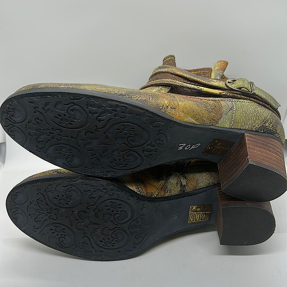 L’Artiste Shazzam Luxurious Green/Brown Leather Ankle Boots Shoes **Sz 41/9.5** - Picture 8 of 10